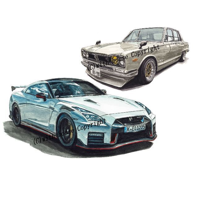 日産 - NC-1419スカイライン/GT-R R35限定版画サイン有額装済作家平右