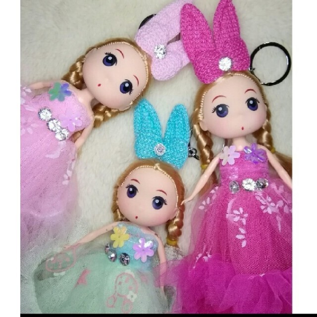 新品♥3点setファンシードール⭐キーホルダー⭐人形ドレスの通販 by