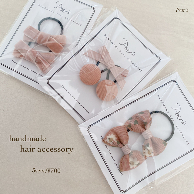 限定❁Pear'sハンドメイドヘアアクセサリー ベビーヘアゴム3セットの