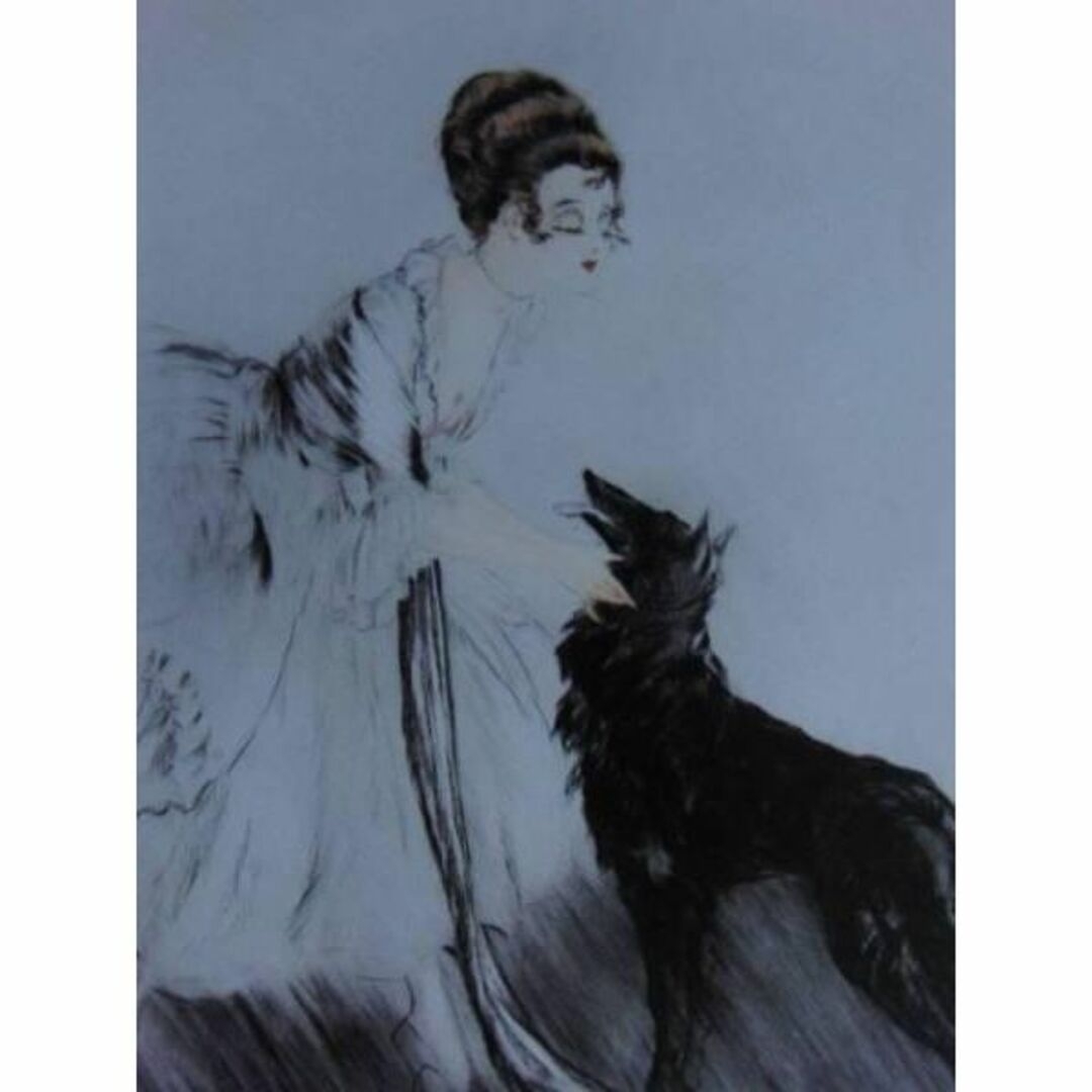 ルイ・イカール限定版・アールデコ/黒い犬、希少な額装用画集より