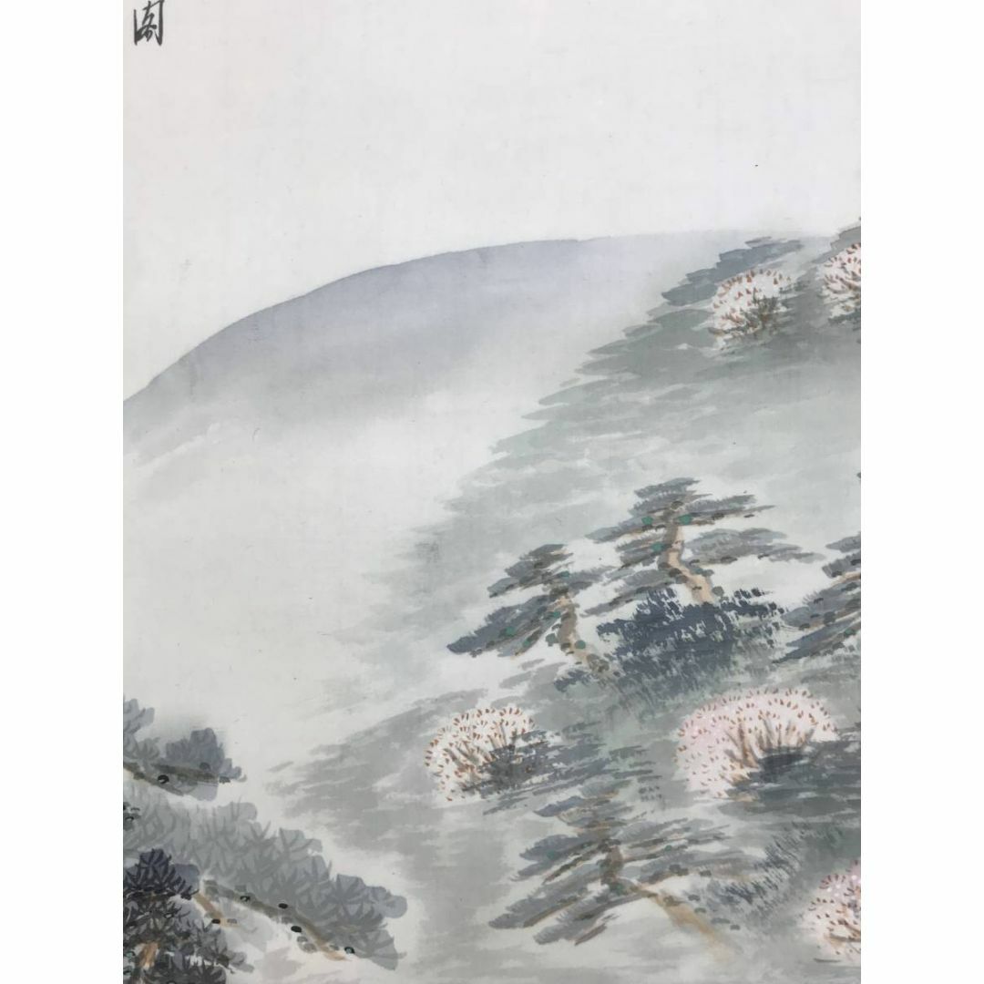 真作】宮崎観峰/春渓山水人物図/山水図/春景山水図/掛軸☆宝船☆AD-614