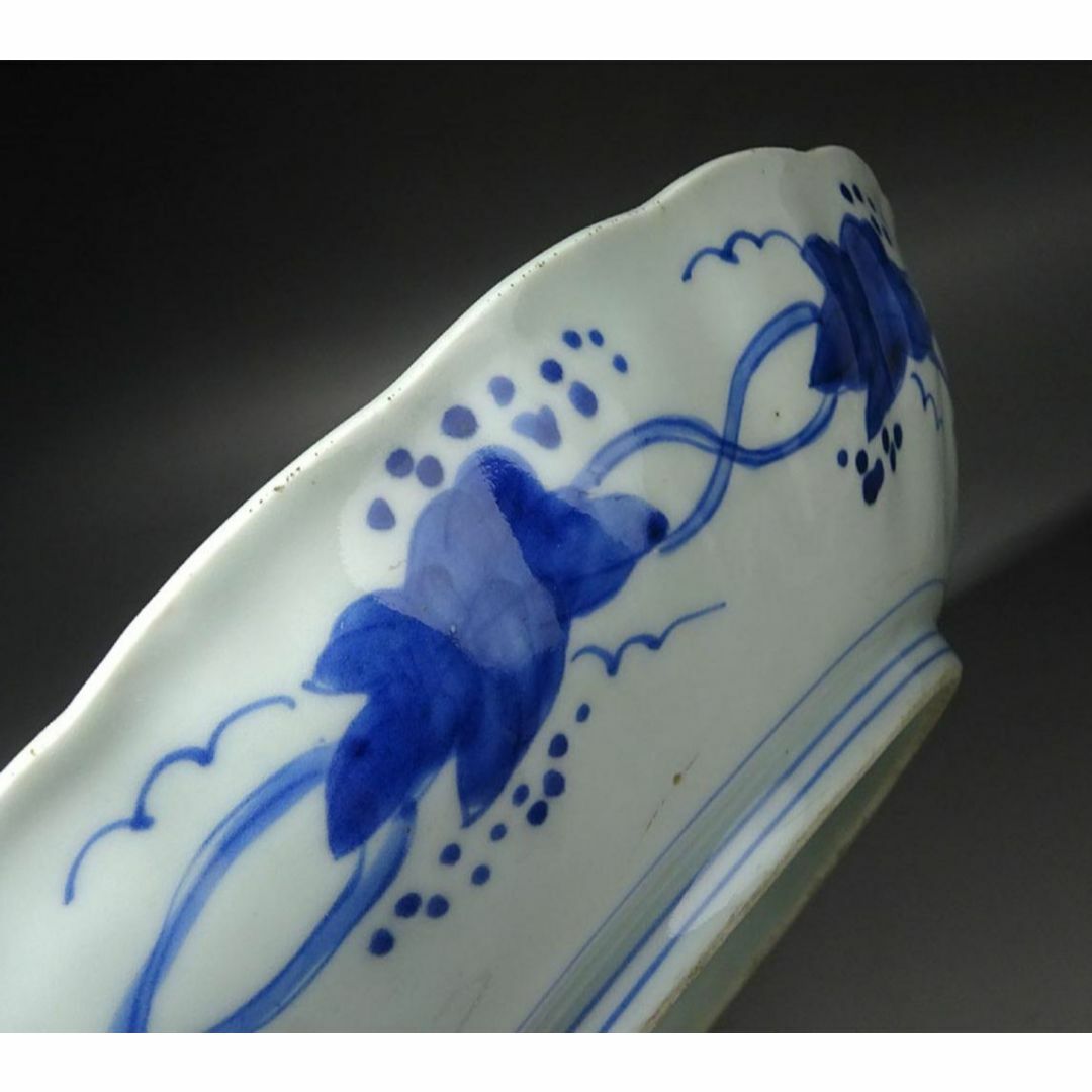 時代物 古伊万里 染付 大皿 幅約31.5cm 古陶磁 p95232