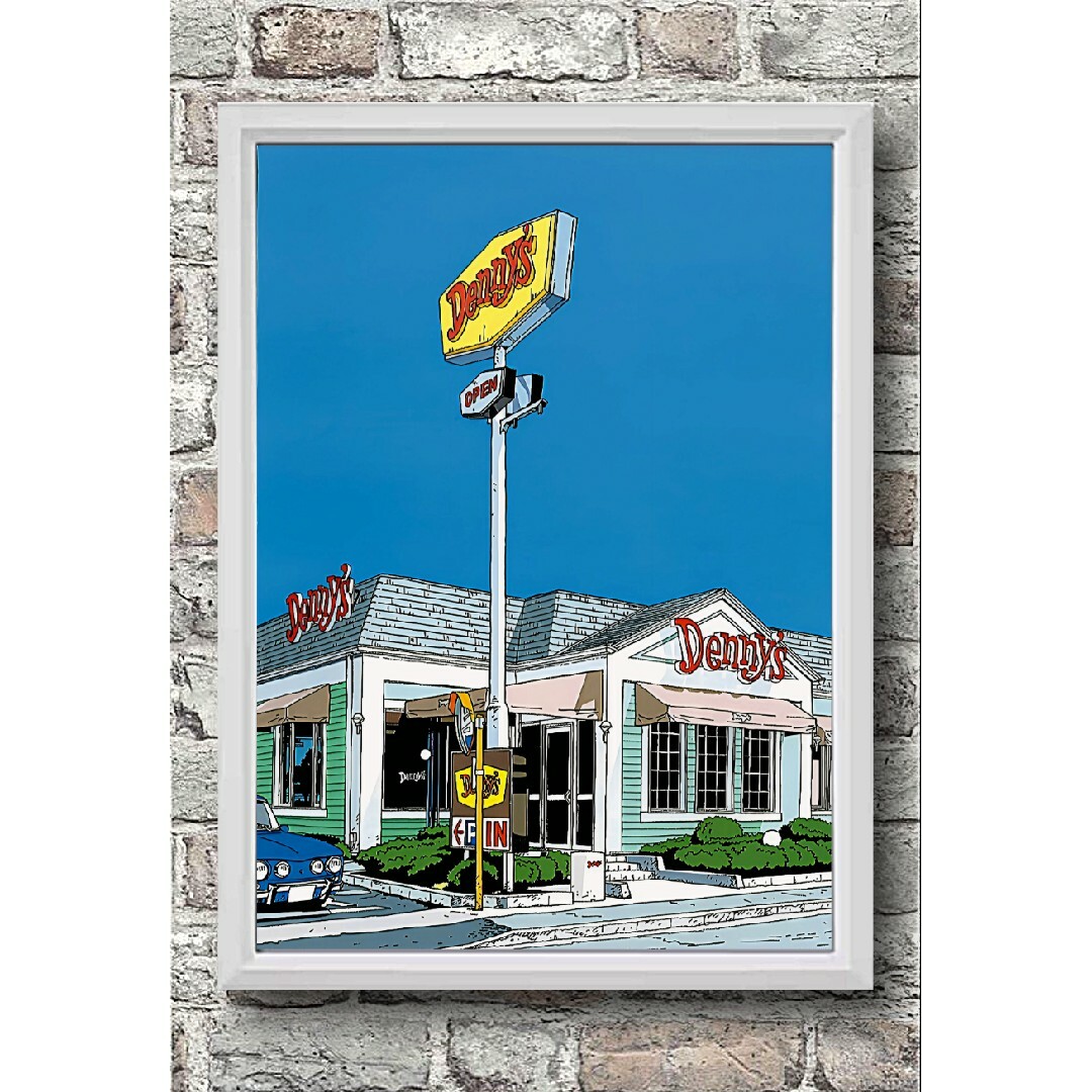 江口寿史 / Denny's デニーズ【A4サイズ写真ポスター額装付2点セット