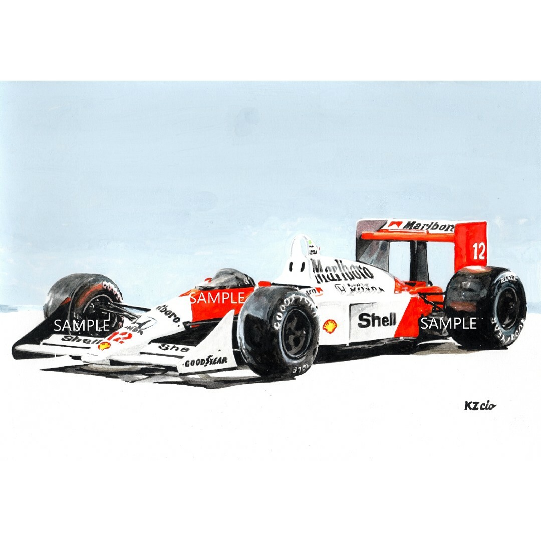 Maclaren - マクラーレンホンダ MP4/4 アイルトン・セナ 水彩画 車