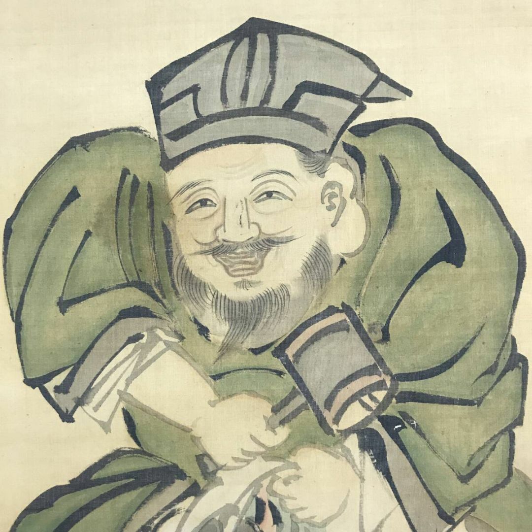真作/狩野永真安信/勝川春里/恵比寿大黒図双幅/掛軸☆宝船☆AG-30の