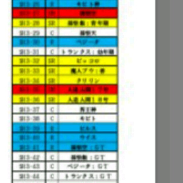 ドラゴンボール - ドラゴンボールヒーローズ配列表ですの通販 by やた