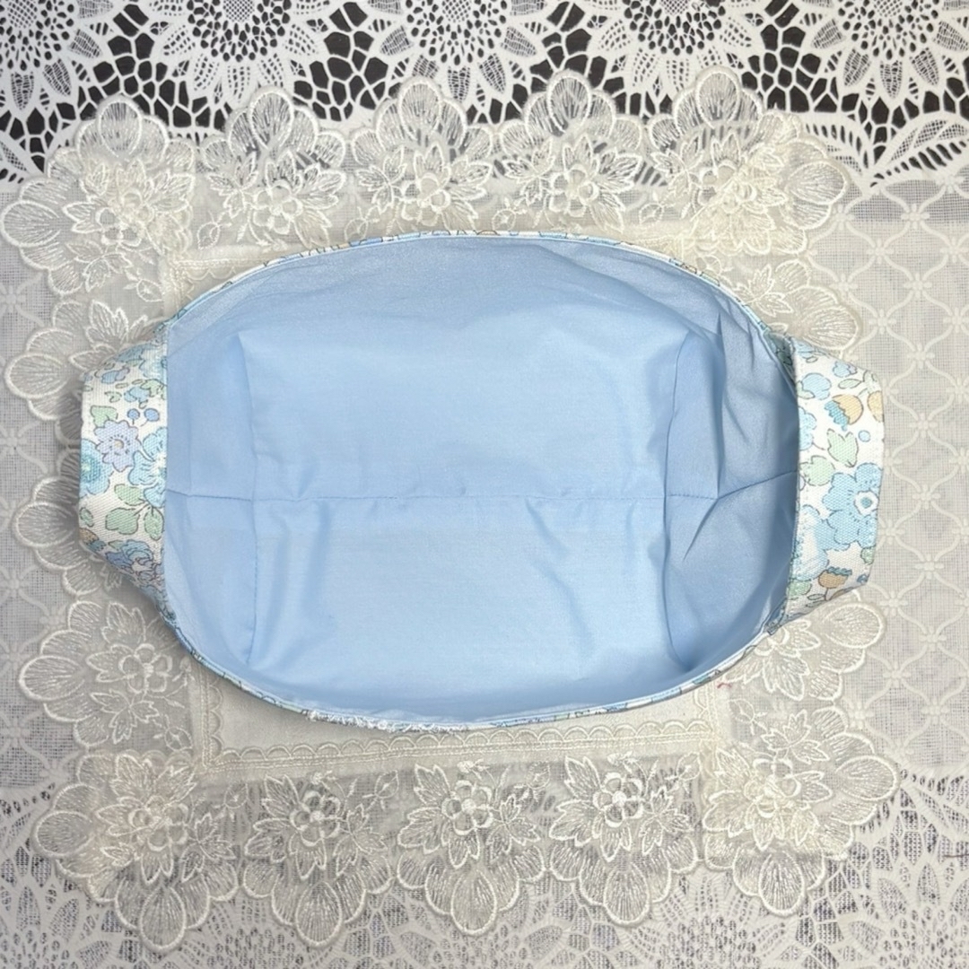 布バスケット小 リバティベッツィ ブルー ハンドメイド