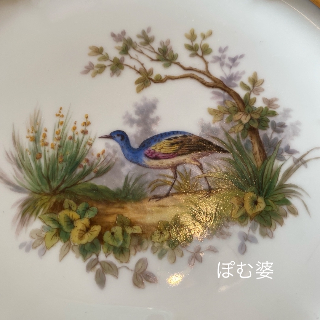 Sevres セーヴル セーブル】金彩絵付 皿「鳥達のデュプレシス／19世紀」