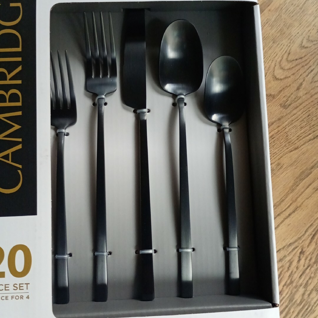 ケンブリッジ カトラリー 5本✕4人分 合計20本 ブラック サテン 新品