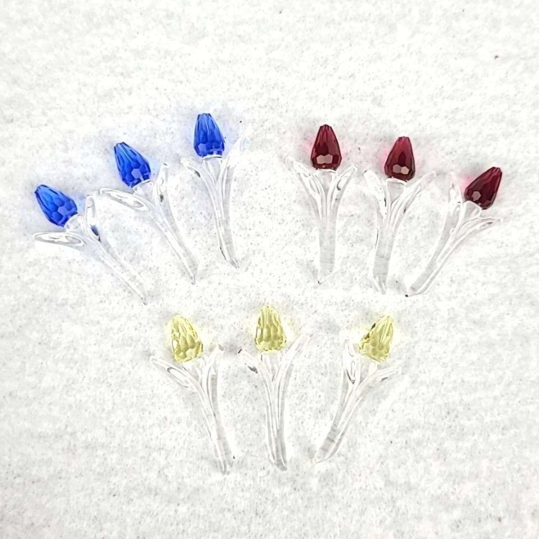 SWAROVSKI - ○未使用級▽スワロフスキー ミニチューリップ 3色 赤 青