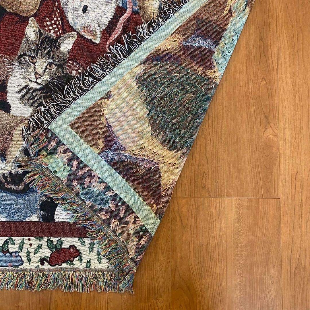VINTAGE - 【美品】猫柄 ゴブランラグ ヴィンテージラグ 大判