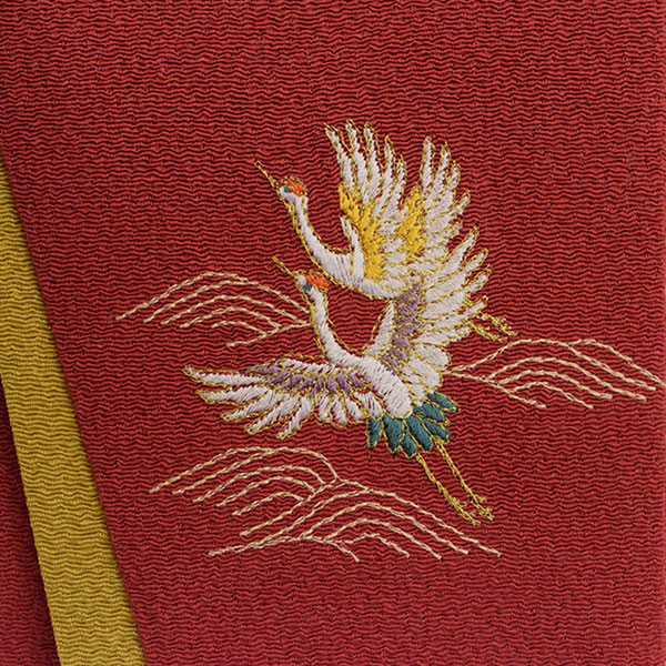 丹後ちりめん 刺繍のぞきふくさセット 二羽鶴×蓮 – 記念品工房「ここ