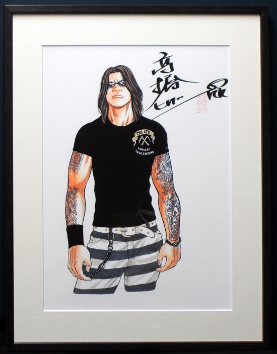 高橋ヒロシ 直筆サイン入りカラー複製イラスト「武装戦線四代目頭 九能