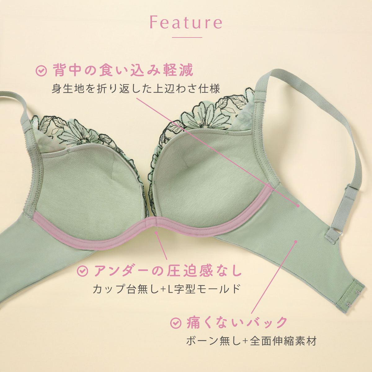 ノンワイヤー ブラセット とにかく楽 しっかり盛れる 着るだけで簡単