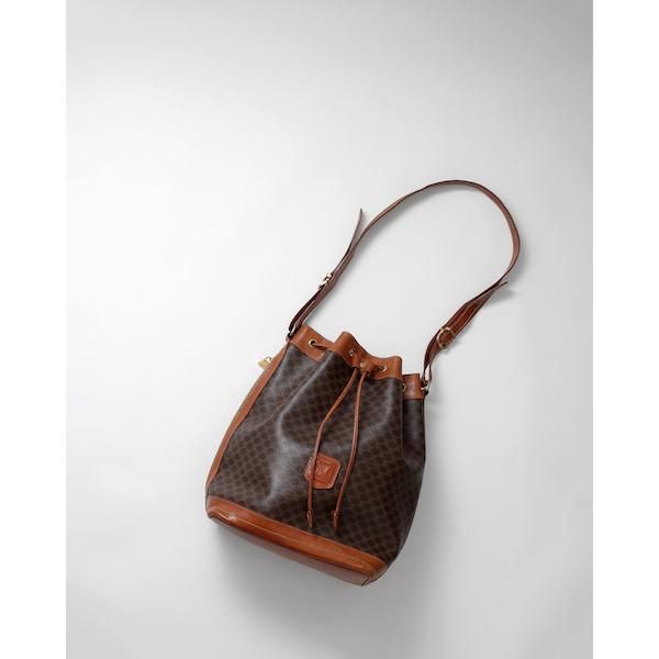 レディース] 80's ヴィンテージ セリーヌ 巾着バッグ ブラウン [CELINE
