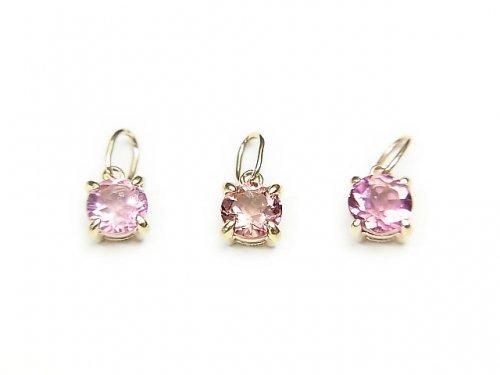 ピンクトルマリン ペンダントトップ4×4×3mm 【K10 Yellow Gold】 1個