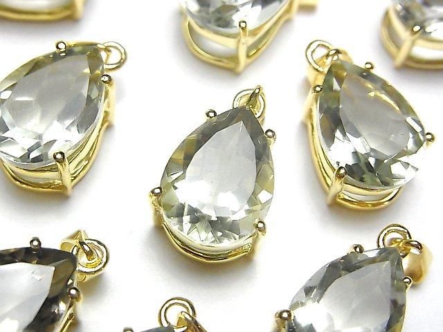 動画】宝石質グリーンアメジストAAA ペアシェイプ ファセットカット