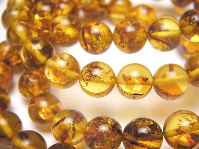 バルティックアンバー（琥珀） ラウンド8～8.5mm ブラウンカラー 1連