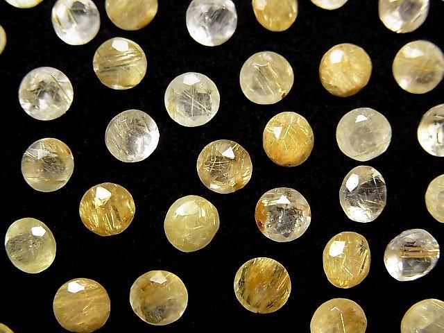ルチルクォーツ ルース ラウンドファセットカット5×5mm 5粒｜天然石
