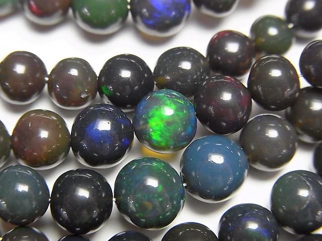 ブラックオパール 【産地・エチオピア】 ラウンド3～7mm ｜天然石