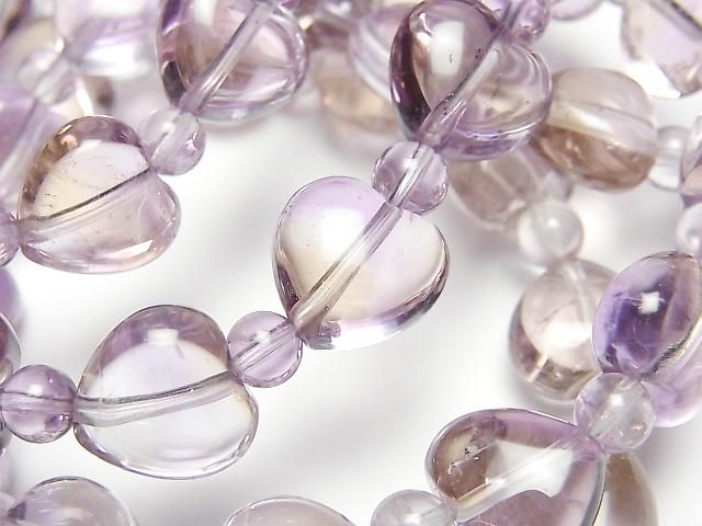 アメトリン 縦穴ハートシェイプ&ラウンド5mm ブレスレット｜天然石