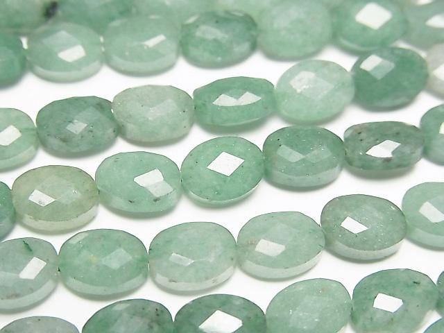グリーンアベンチュリン オーバルカット8×6mm 1連｜天然石ビーズの卸