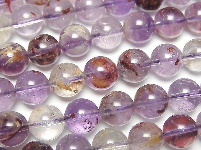 ガーデンアメジスト ラウンド8mm 半連/1連｜天然石ビーズの卸問屋