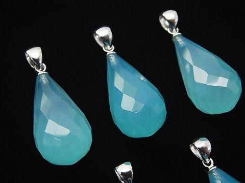シーブルーカルセドニー ドロップカット ペンダントトップ22×12mm