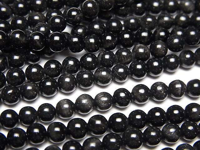 ブラックタイガーアイ ラウンド4mm 1連｜天然石ビーズの卸問屋・通販