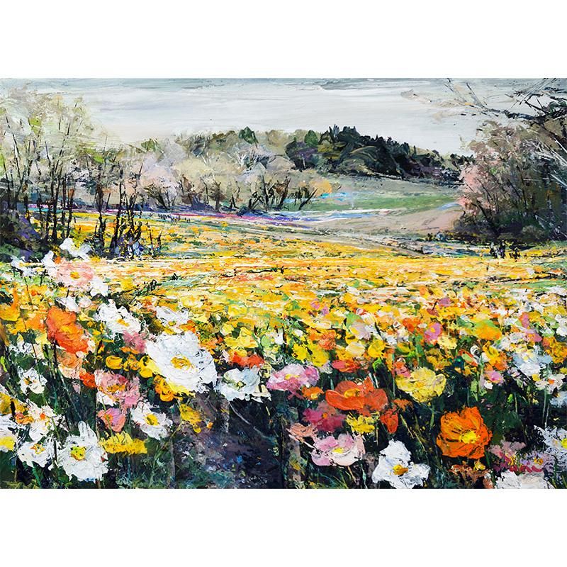 吉野富美夫 「花の公園」 水彩・アクリル4号 - 一枚の繪オンラインショップ