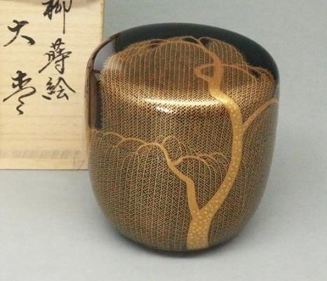 輪島塗萩蒔絵茶道具棗国産漆使用溜塗り螺鈿