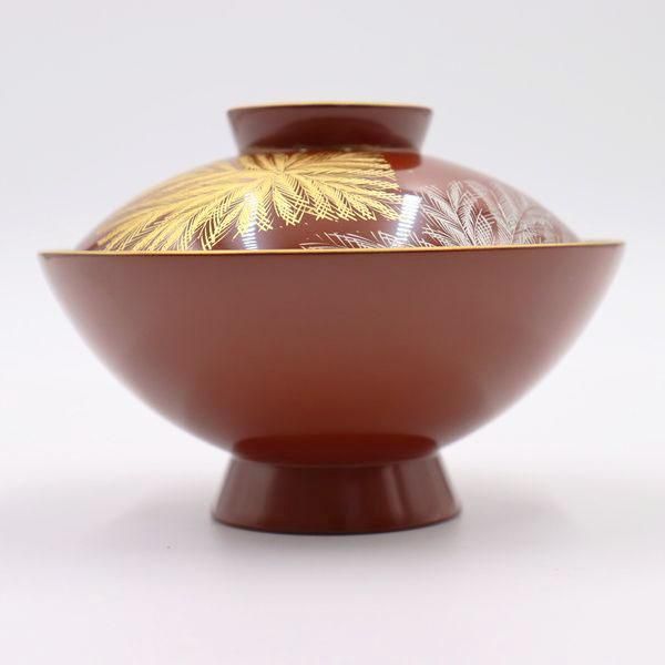昭和初期輪島塗沈金さび朱色吹物椀美品