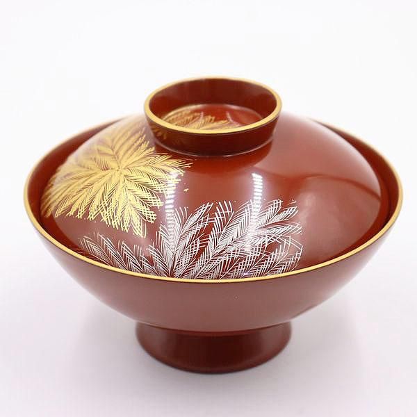 昭和初期輪島塗沈金さび朱色吹物椀美品