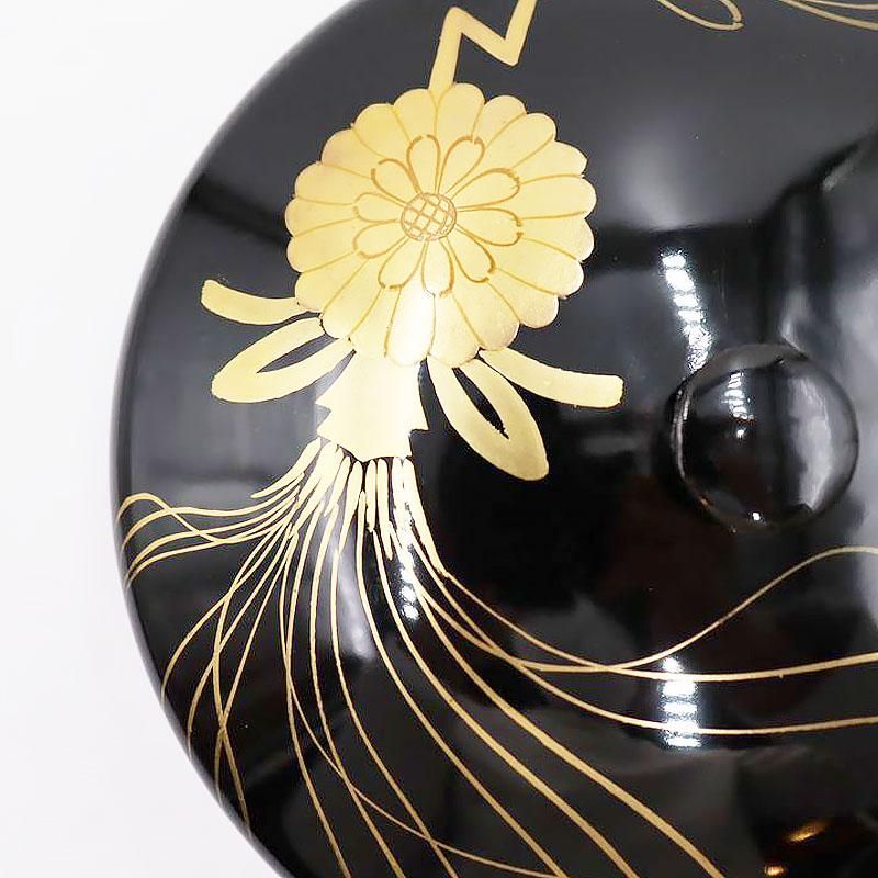 大正昭和初期の黒漆塗蒔絵菓子器小物入れ