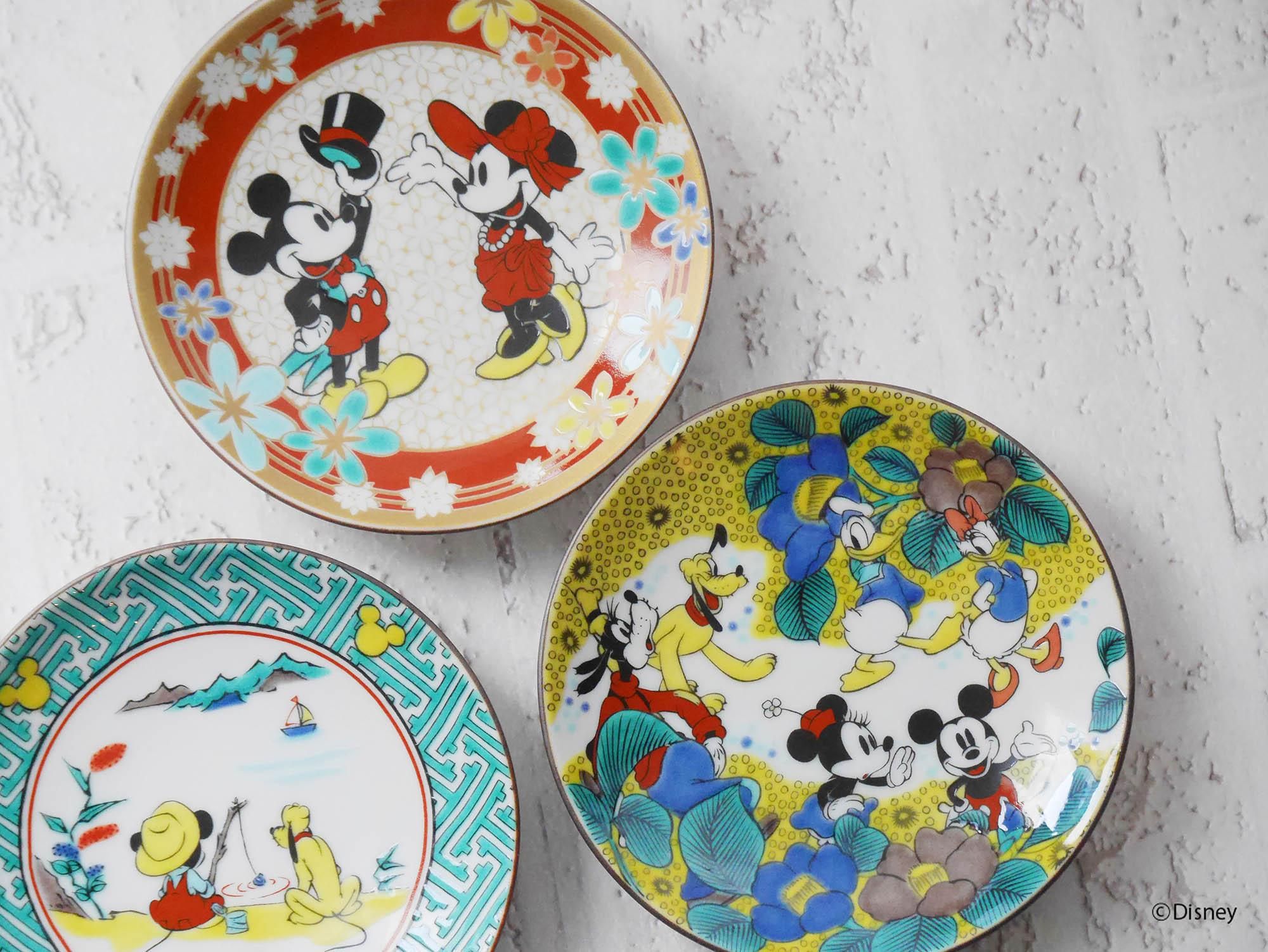 クラシックミッキー」デザインの九谷焼小皿が登場。 九谷焼の伝統文様