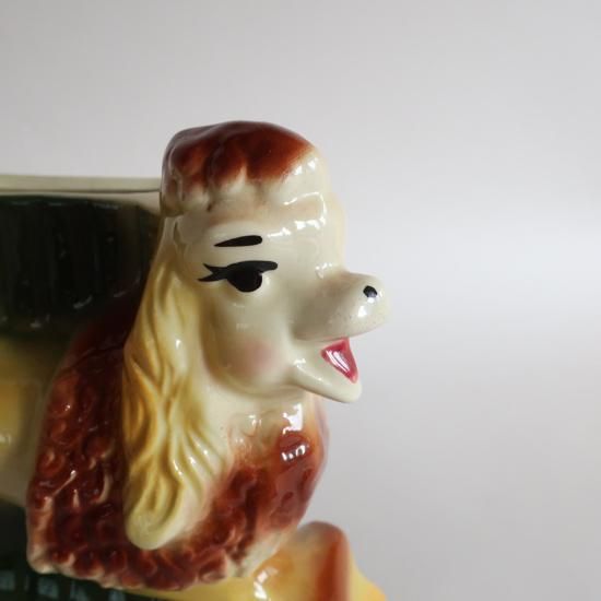 Vintage Ceramic Flower Vase poodle motif/ビンテージ 陶器 プードル