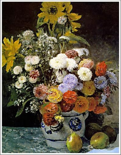ルノワール【花瓶の花3】 - 手描き 絵画（油絵複製画）販売のアート名画館