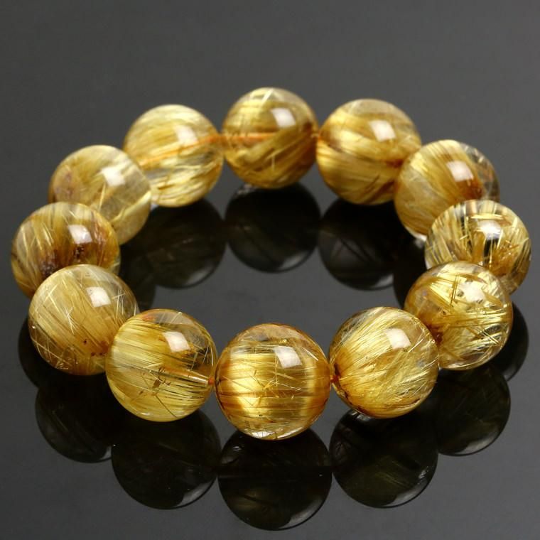 オーナー秘蔵] ゴールドルチルクォーツブレスレット 19.1-19.8mm #4551