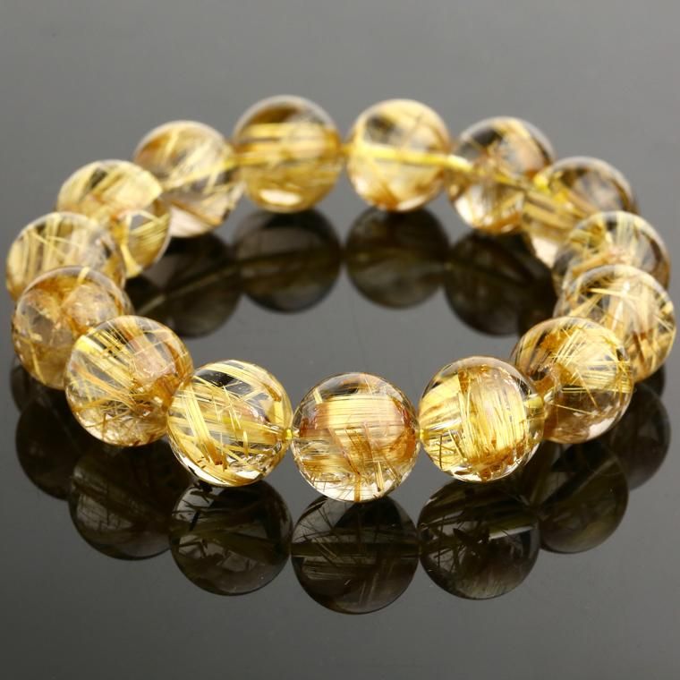 オーナー秘蔵]ゴールドルチルクォーツブレスレット 15mm #U0015