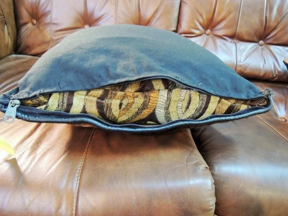ヴィンテージ リメイク ハラコ レザー クッション - アンティーク