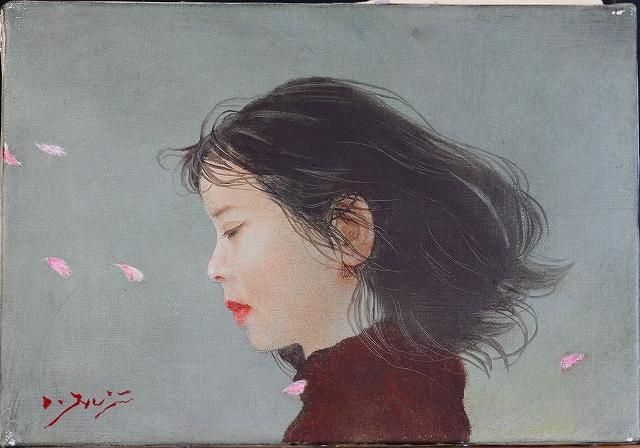 藤井 勉 「 風 」 油彩 サムホール - レトロ ＆アート空間 「 古美術