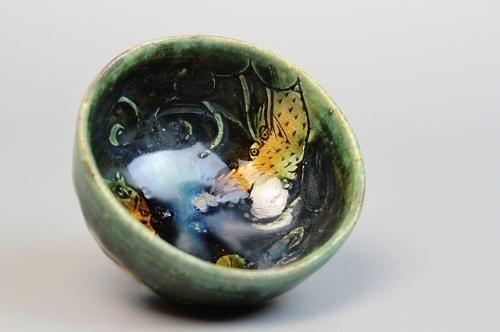 坂口 健 「 二彩龍虎 」 ぐい吞 酒器 猪口 盃 - レトロ ＆アート空間