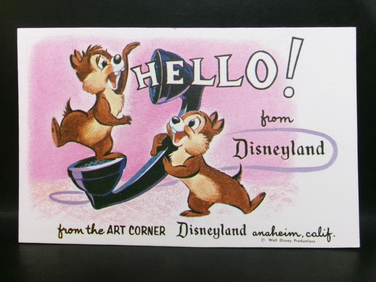 チップとデール Hello！ ディズニーランド ポストカード 絵はがき 1960