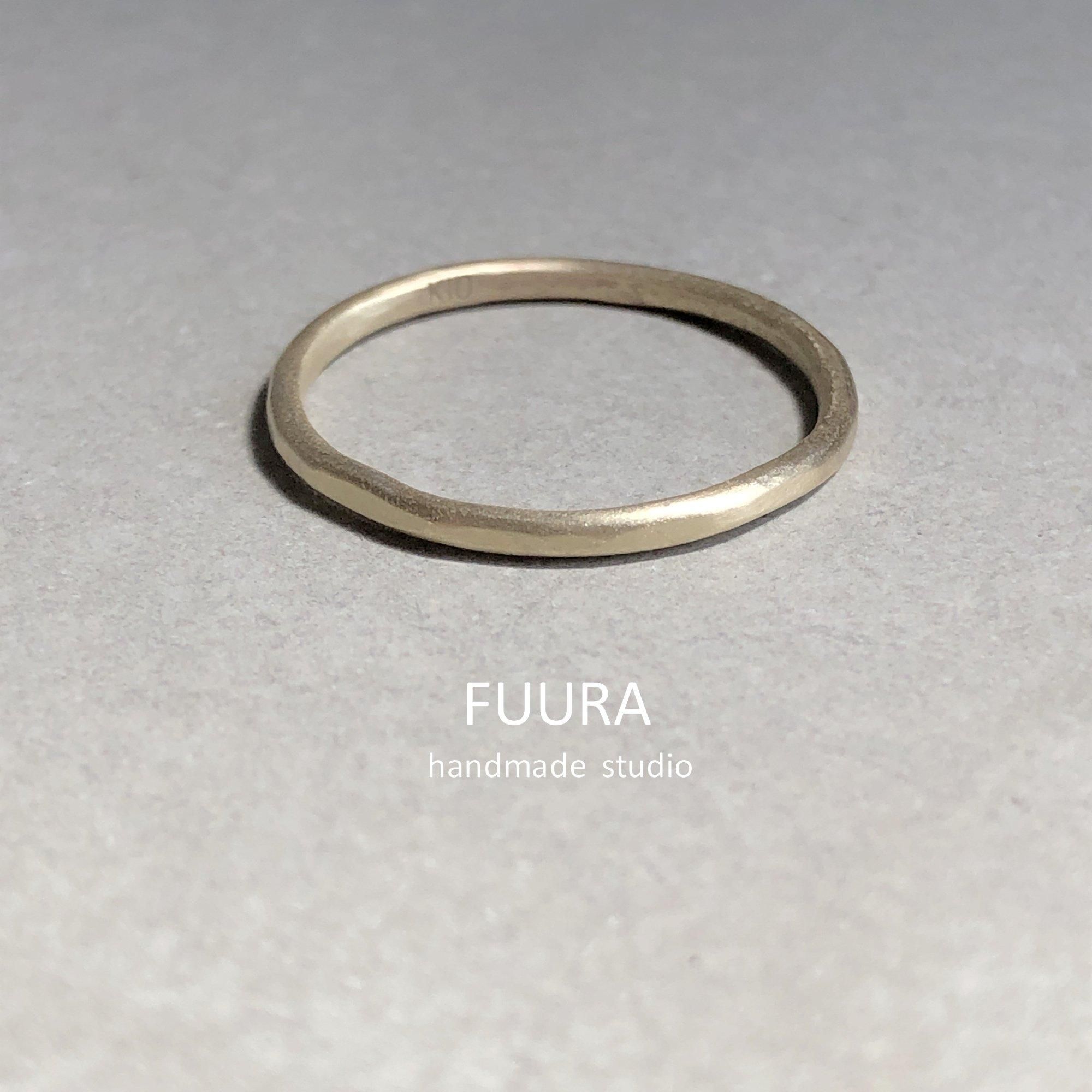 K10】1.5mm ring / K10 槌目マット イエローゴールドリング 1.5mm