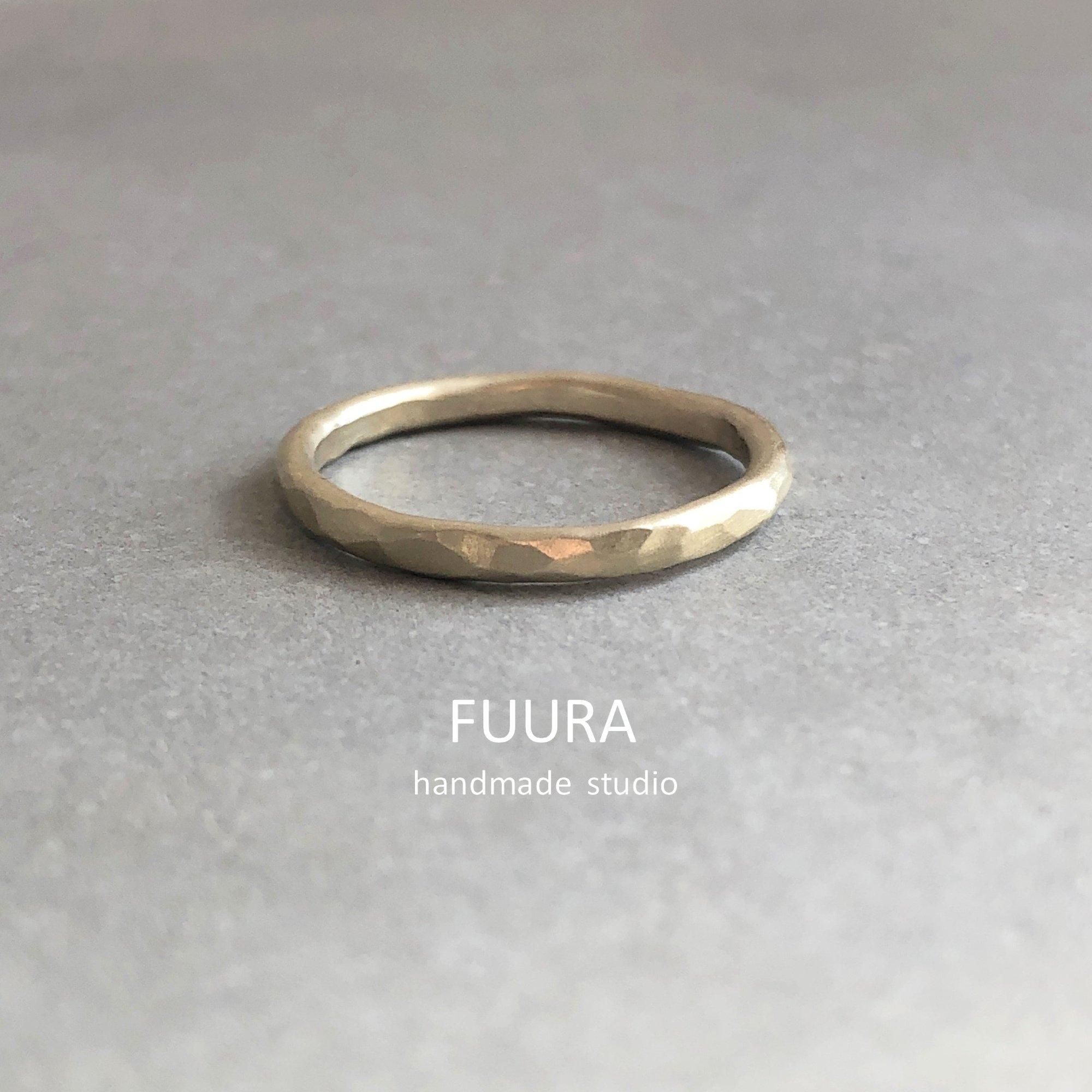 K10】 2mm hammered mat ring / K10 槌目マット イエローゴールド