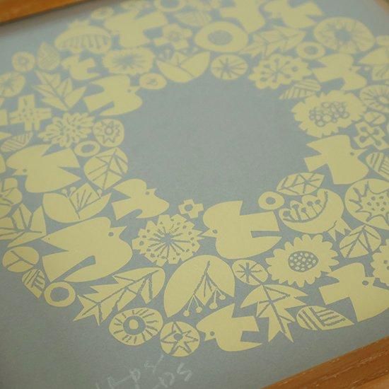 BIRDS' WORDS | ポスター（シルクスクリーン） WREATH 30cm 木製額入り