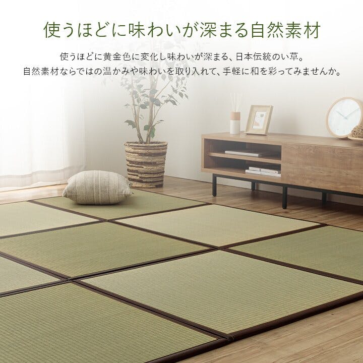 あぐら 置き畳 1畳 国産 い草 簡単 和室 ネイビー 約82×164cm 2枚組