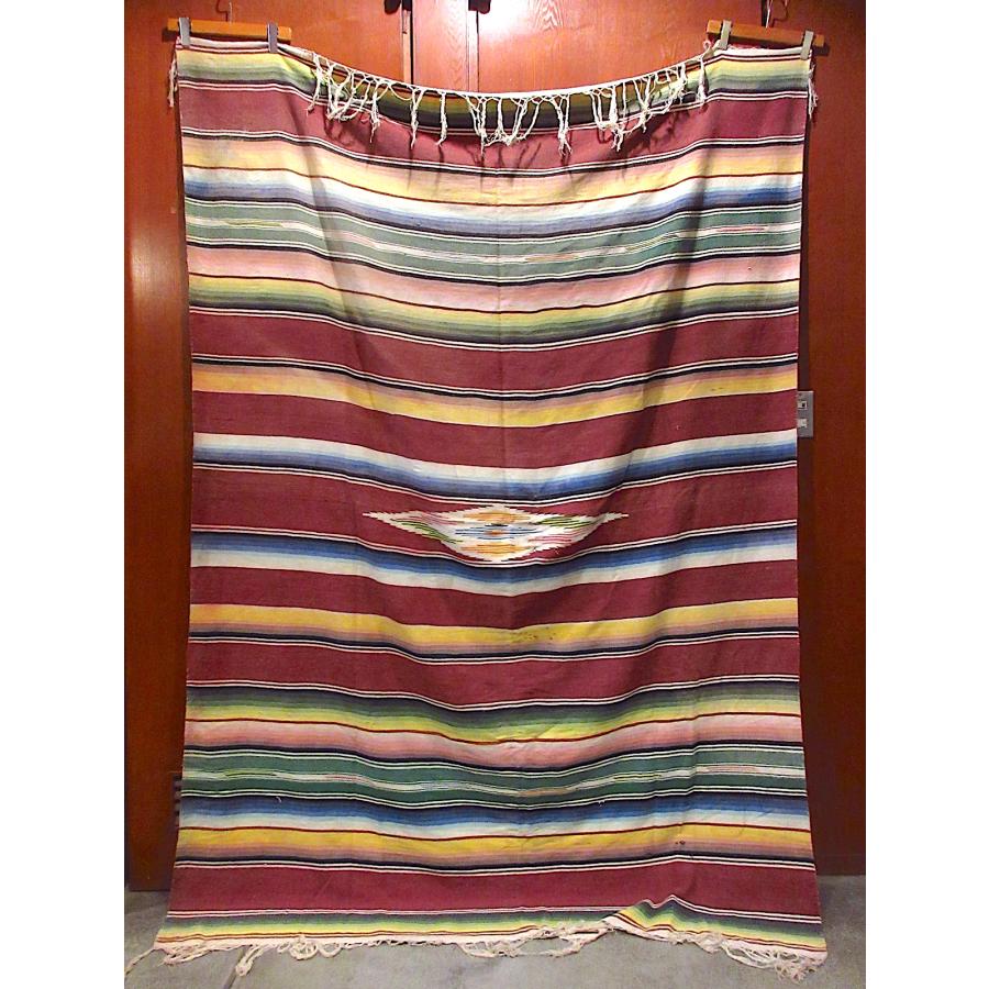 ビンテージ40's50's○メキシカンラグ約222cm × 約160cm○240911m1-rug