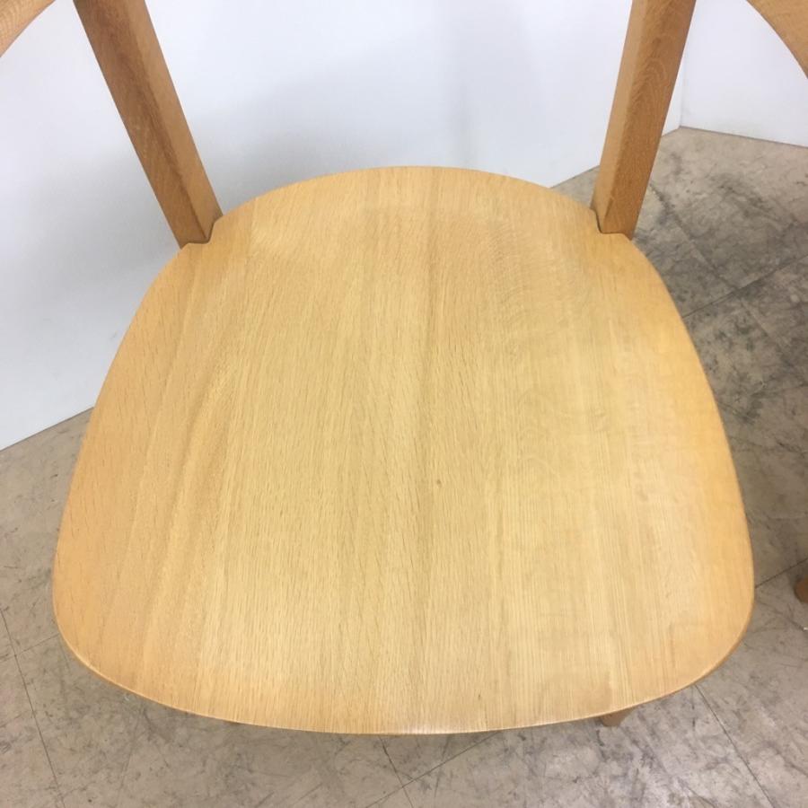 中古 人気 柏木工 ダイニングチェア2脚セット ナラ材 ひじ掛け有 0B21
