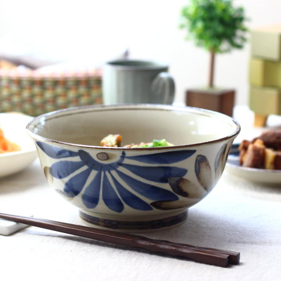 民彩はな絵 麺鉢 18.5cm 日本製 美濃焼 粗白めん鉢 丼 どんぶり